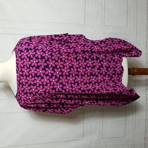 Diane Von Furstenberg Magenta & Navy Floral Geometric Tunic
